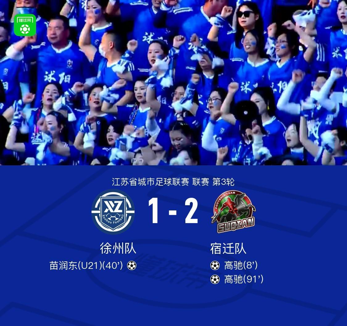 中欧体育登录入口-徐州1-2宿迁，高驰双响+世界波绝杀，苗润东破门难救主